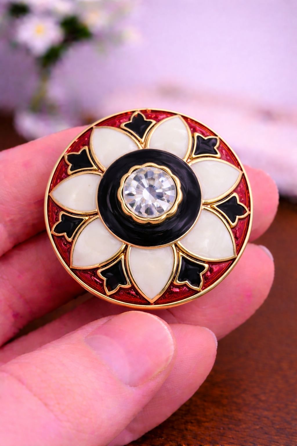 Pista Gulab Floral Bandhgala Button