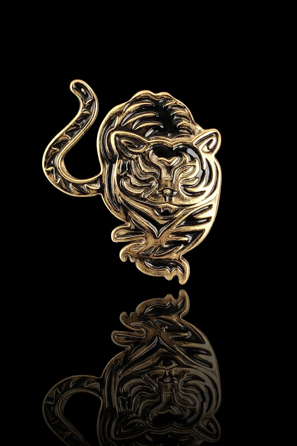 Shadow Stripe Tiger Brooch