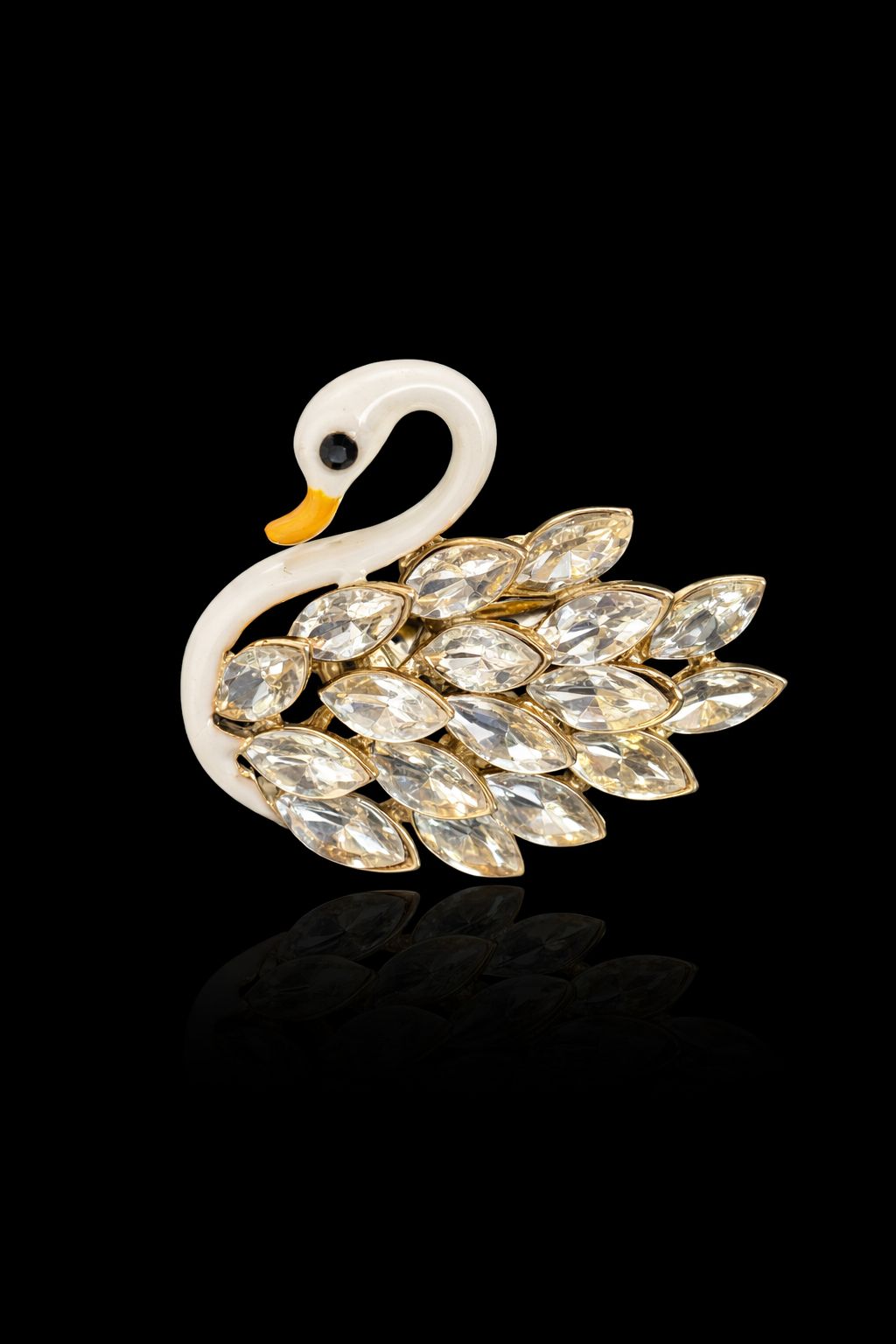 Crystal Swan Brooch