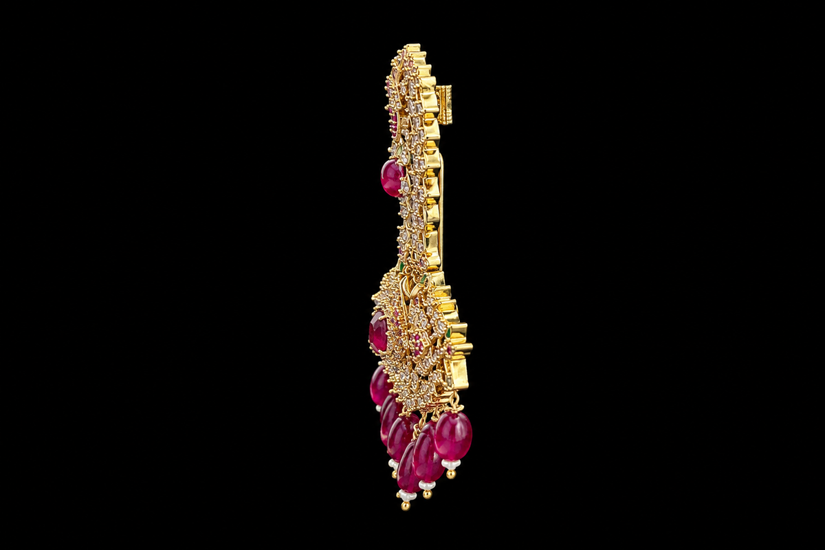Royal Ruby & Diamond Floral Kalingi Sarpech