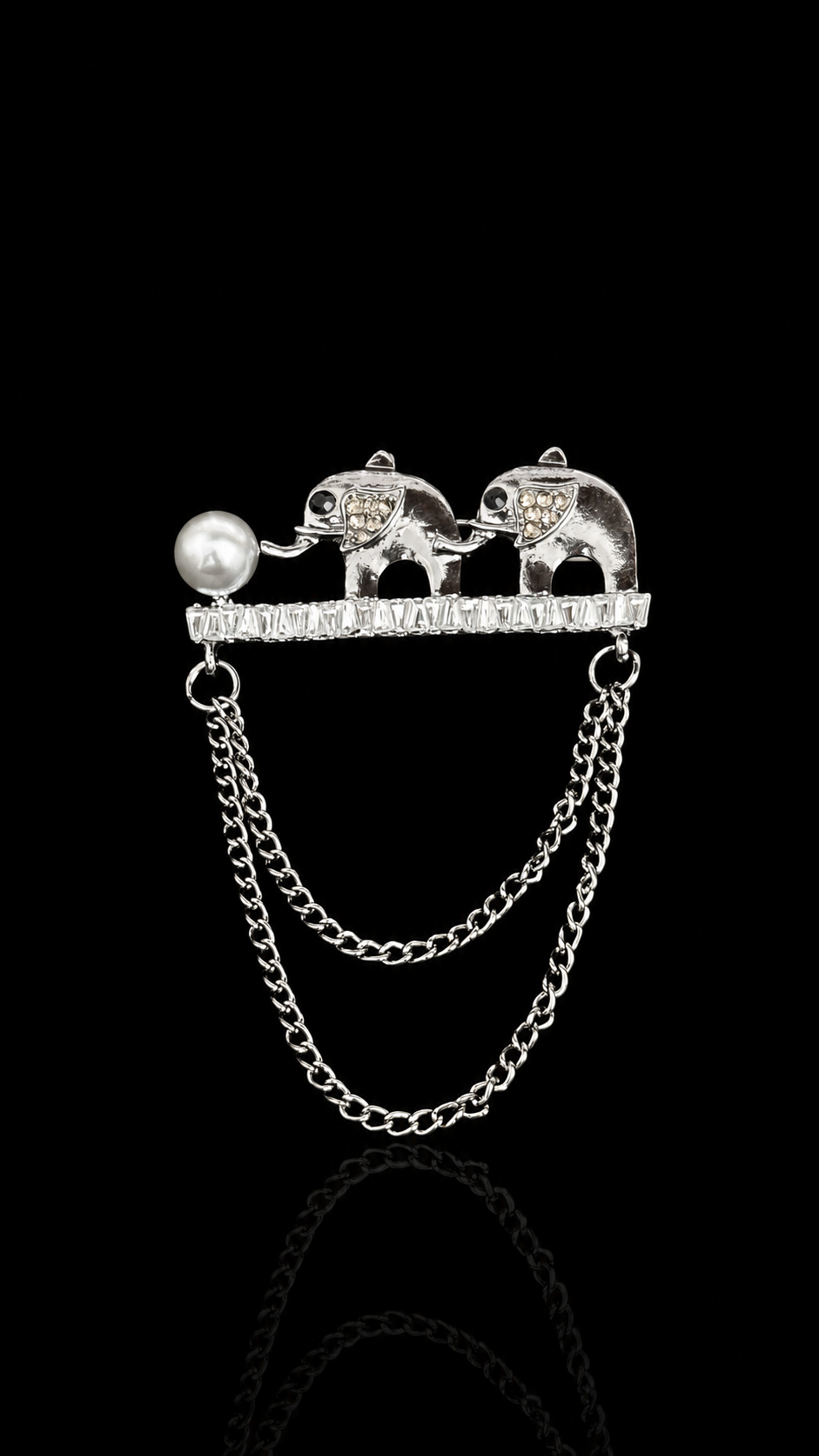 Royal Elephant Pearl Chain Brooch