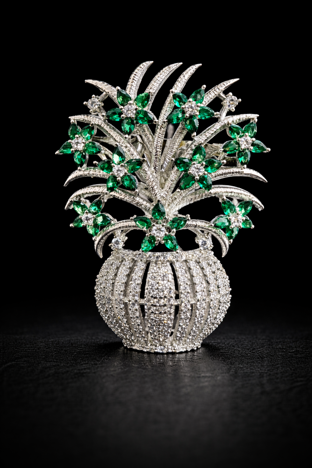 Emerald Garden Vase Brooch