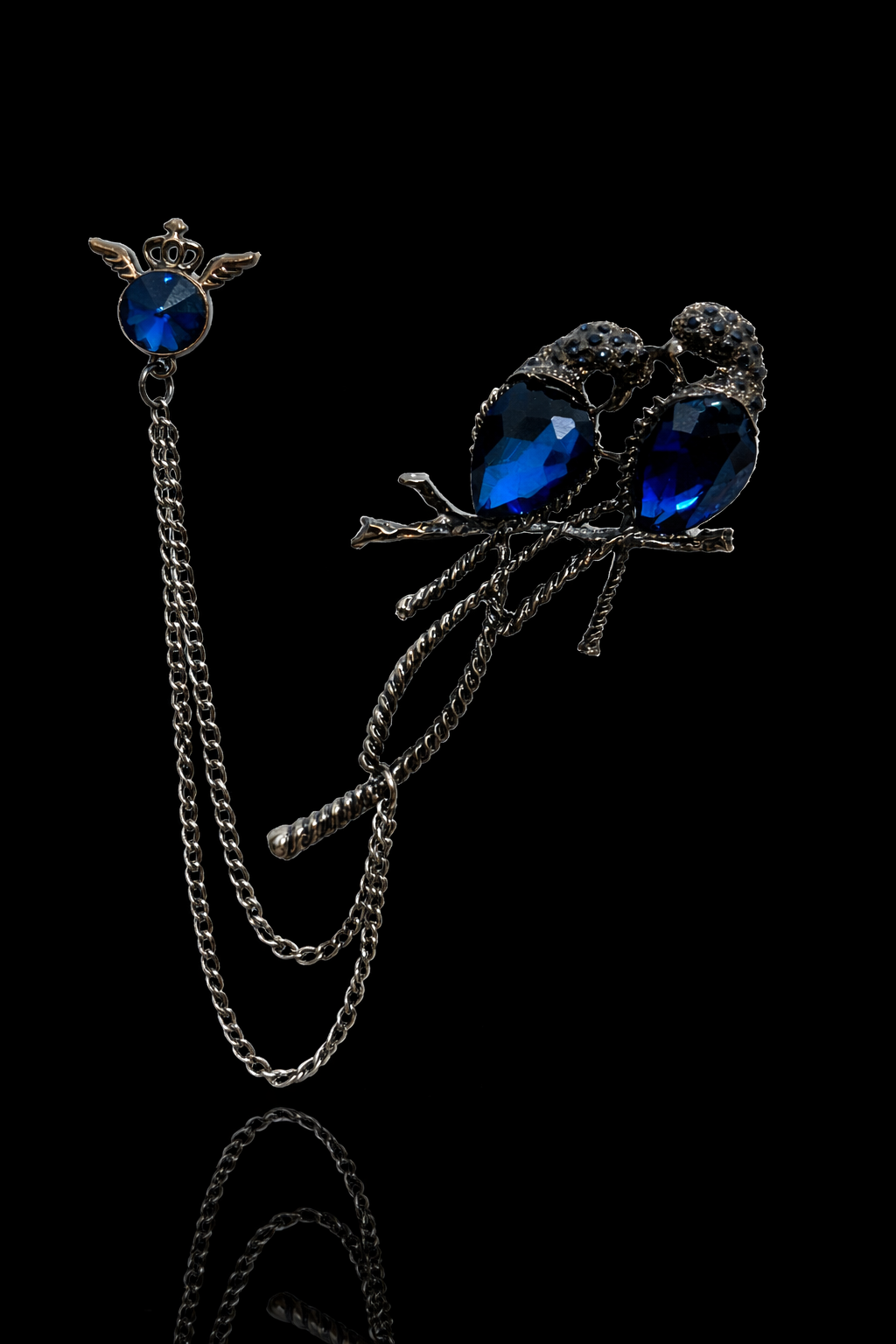 Midnight Lovebirds Brooch