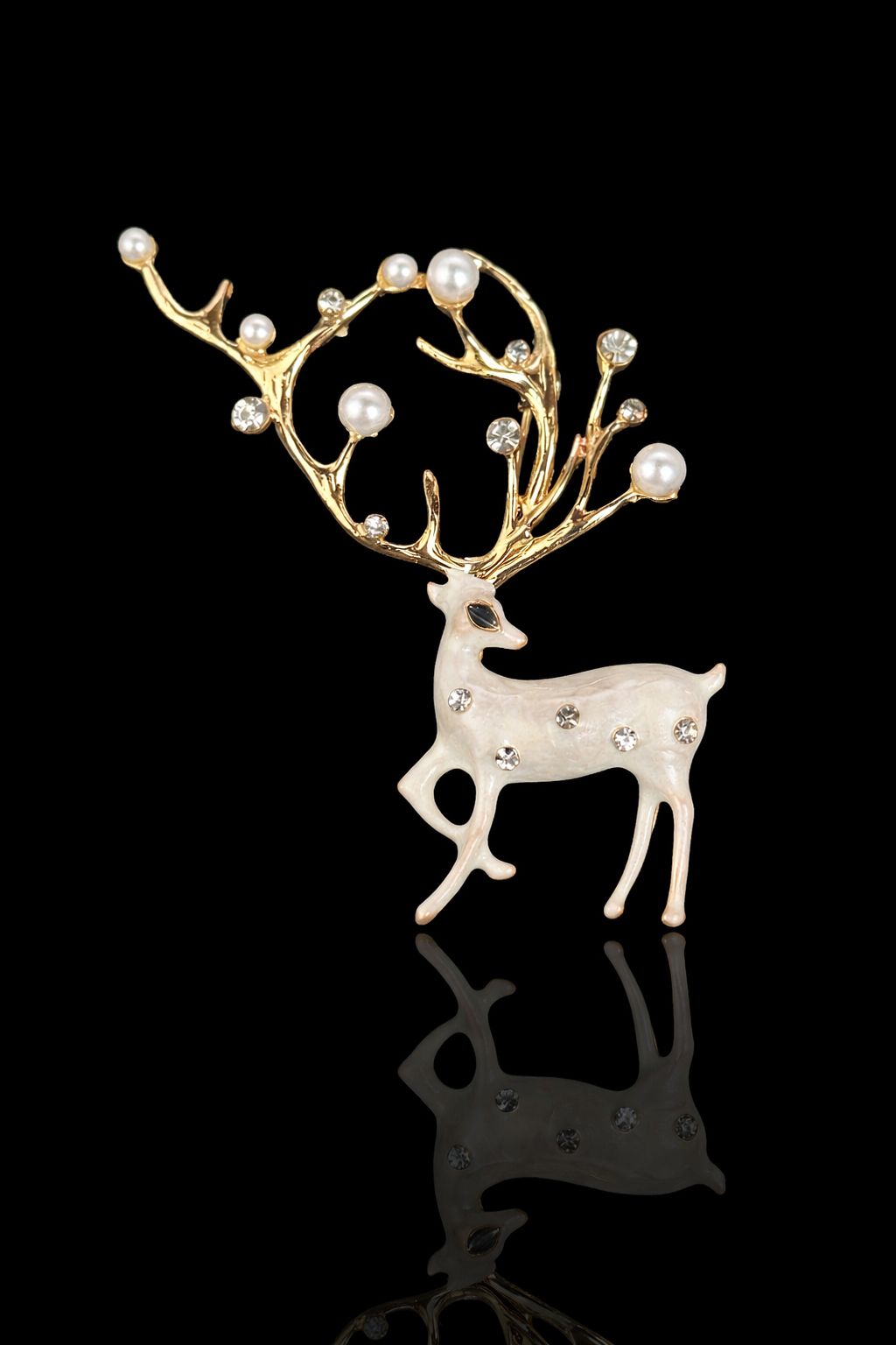 Pearl Antler Deer Brooch