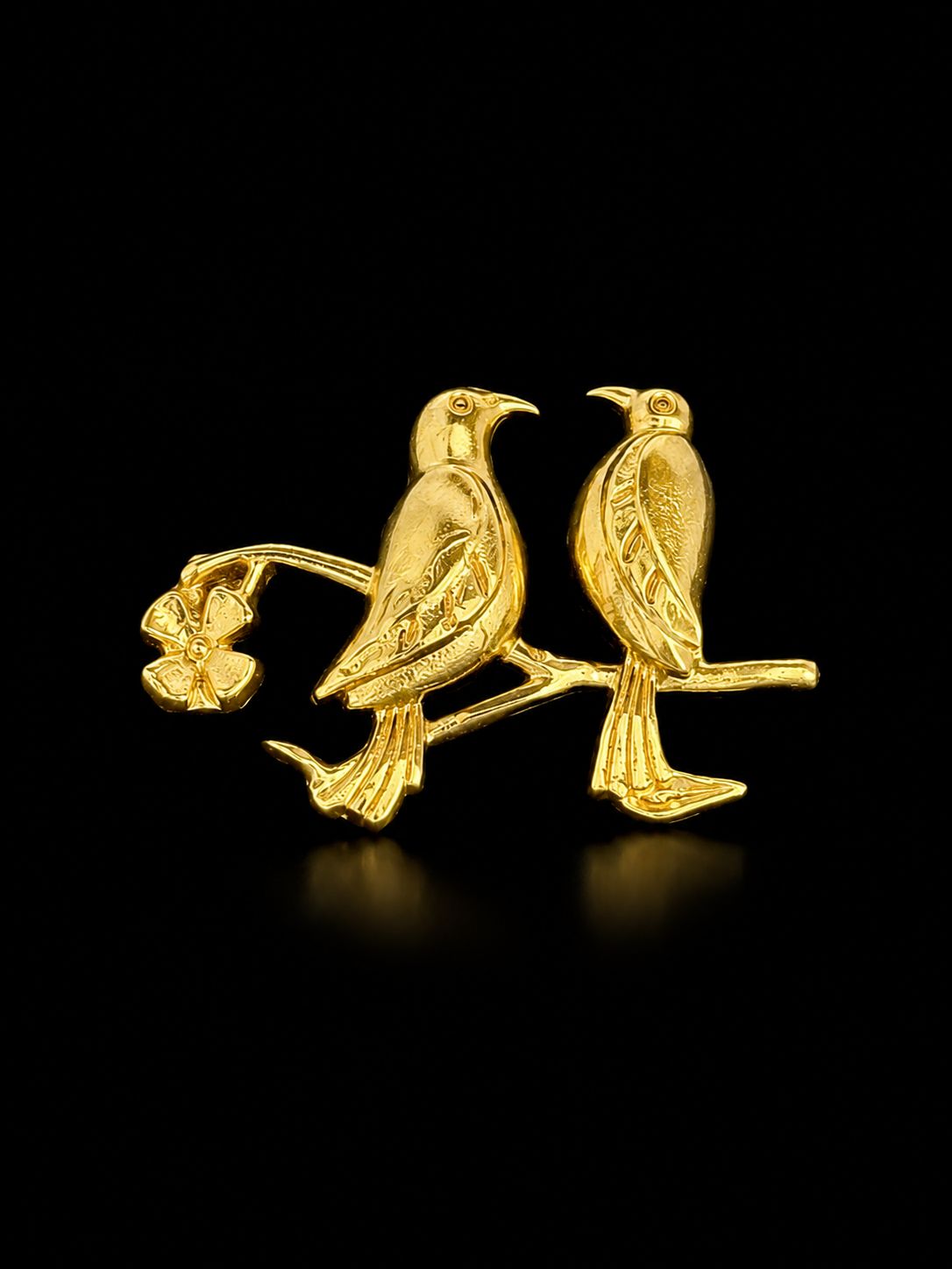 Golden Lovebirds Branch Lapel Pin