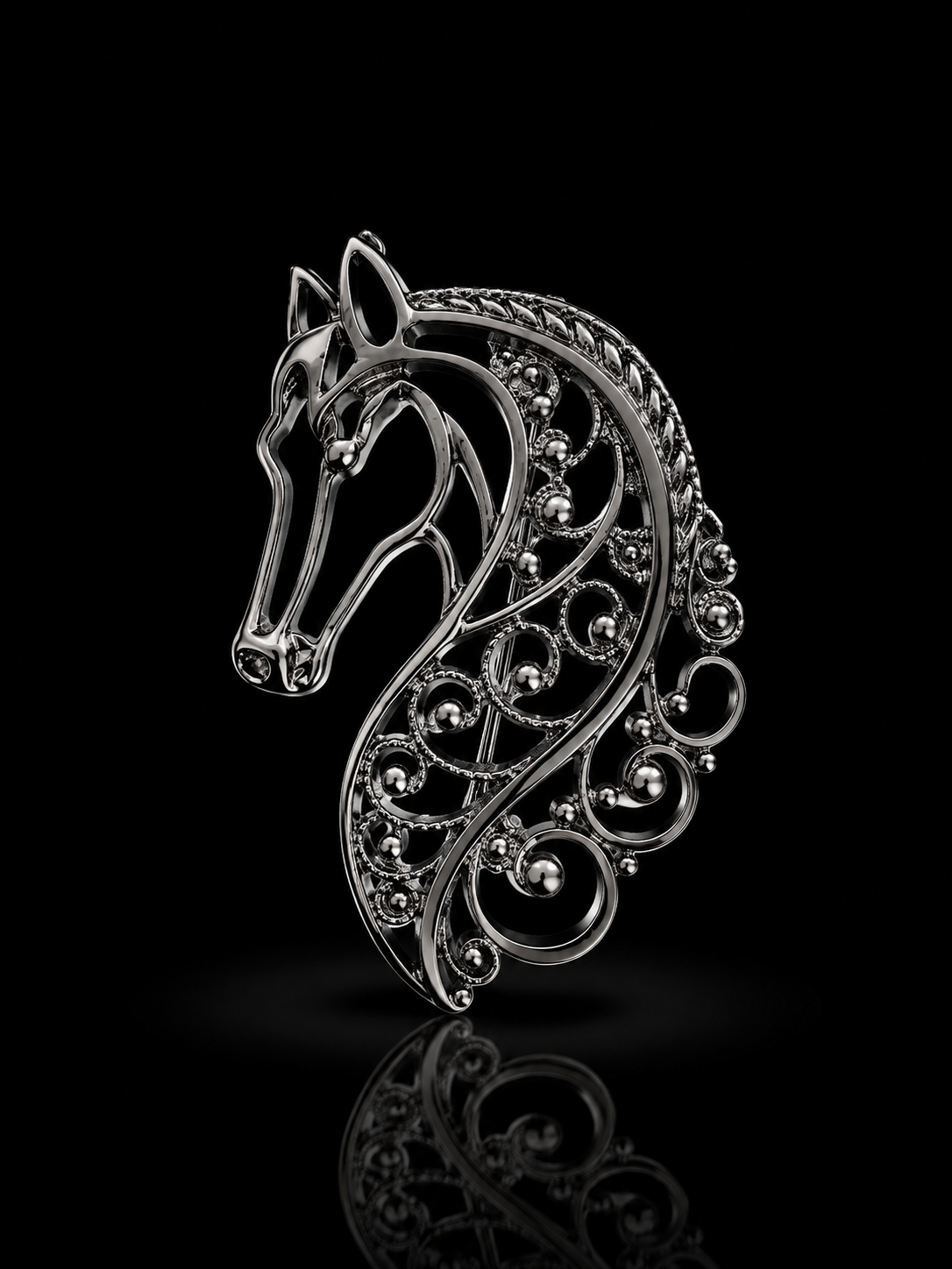 Royal Horse Elegance Filigree Brooch