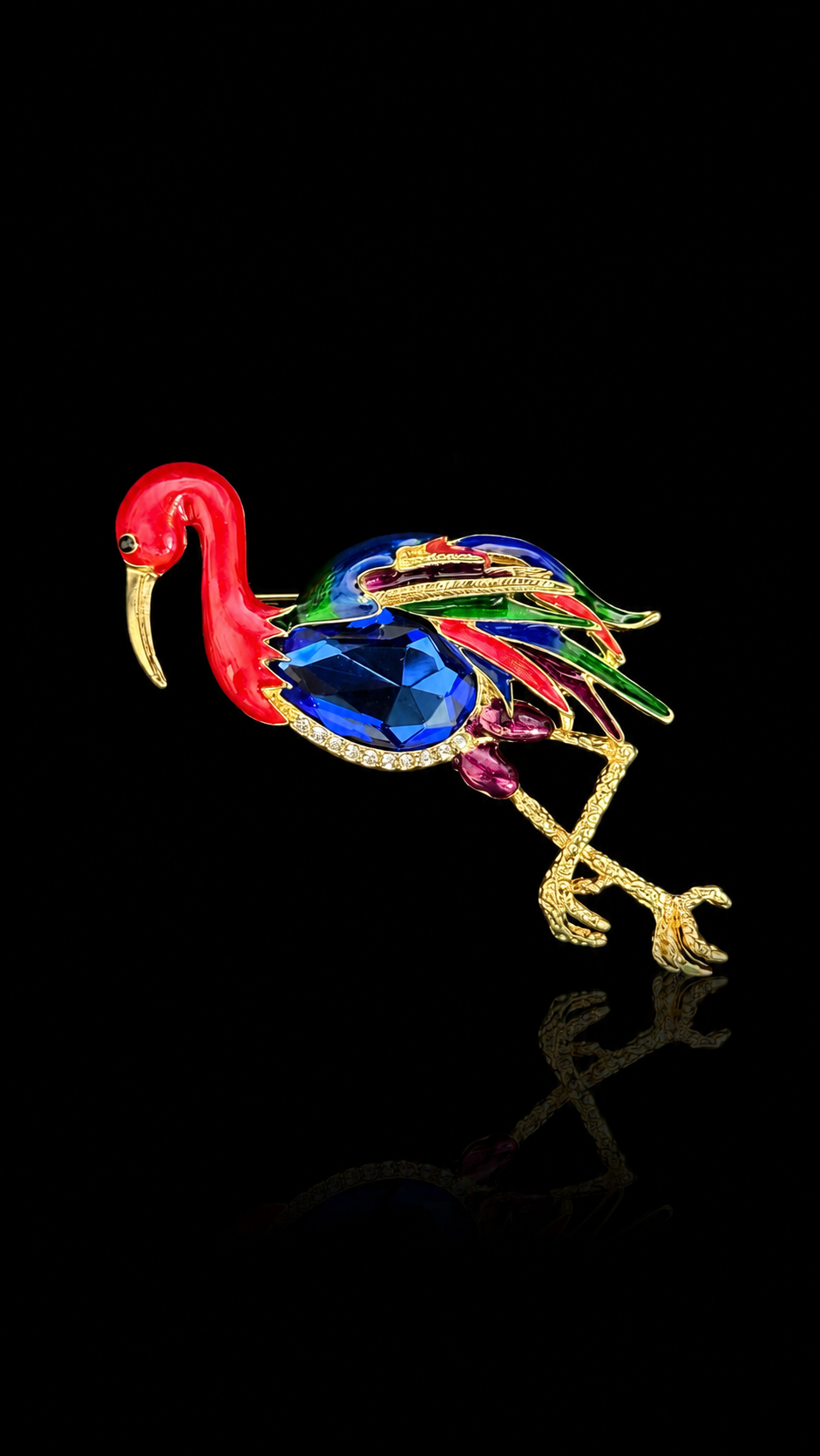 Flamingo Royale Crystal Brooch