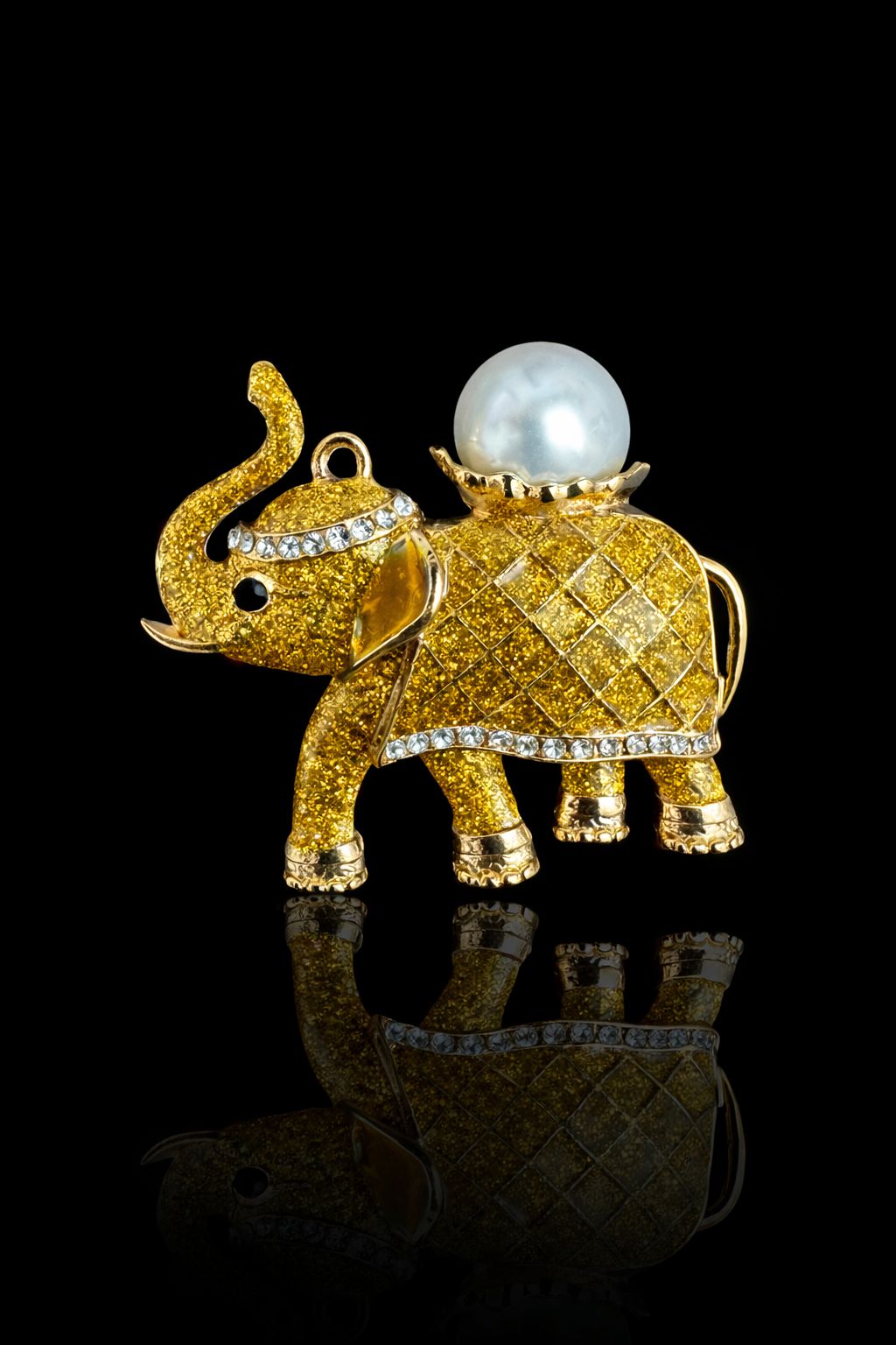 Pearl Crest Elephant Brooch