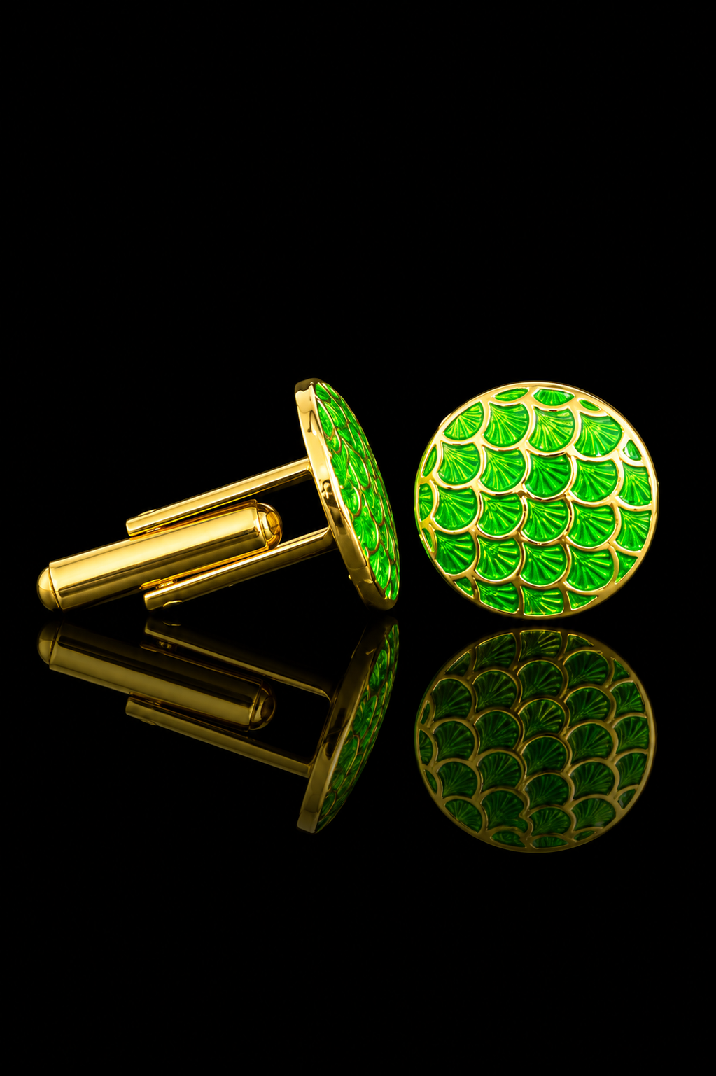 Royal Vermilion Fan Enamel Cufflinks