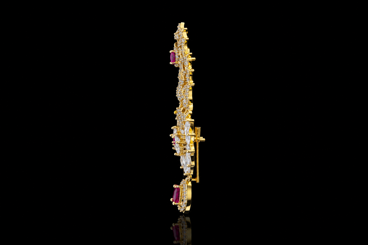 Royal Ruby & Diamond Floral Kalingi Sarpech