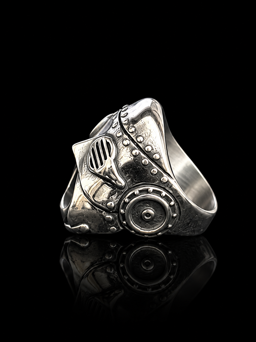 Cyberpunk Robot Face Statement Ring
