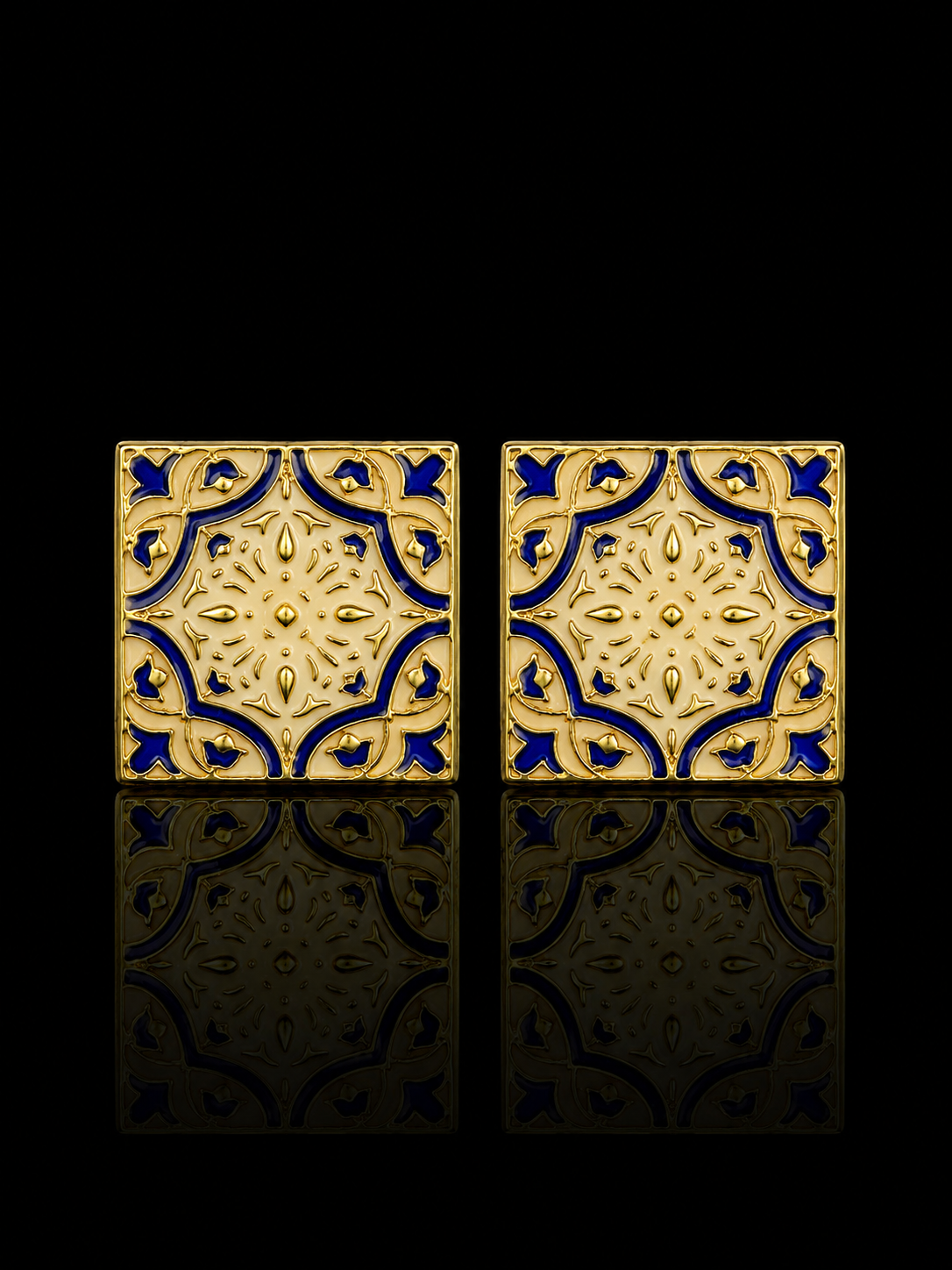 Royal Blue & Gold Square Cufflinks