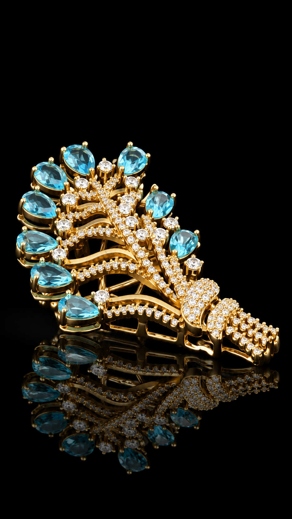 Royal Blue Crystal Bouquet Brooch