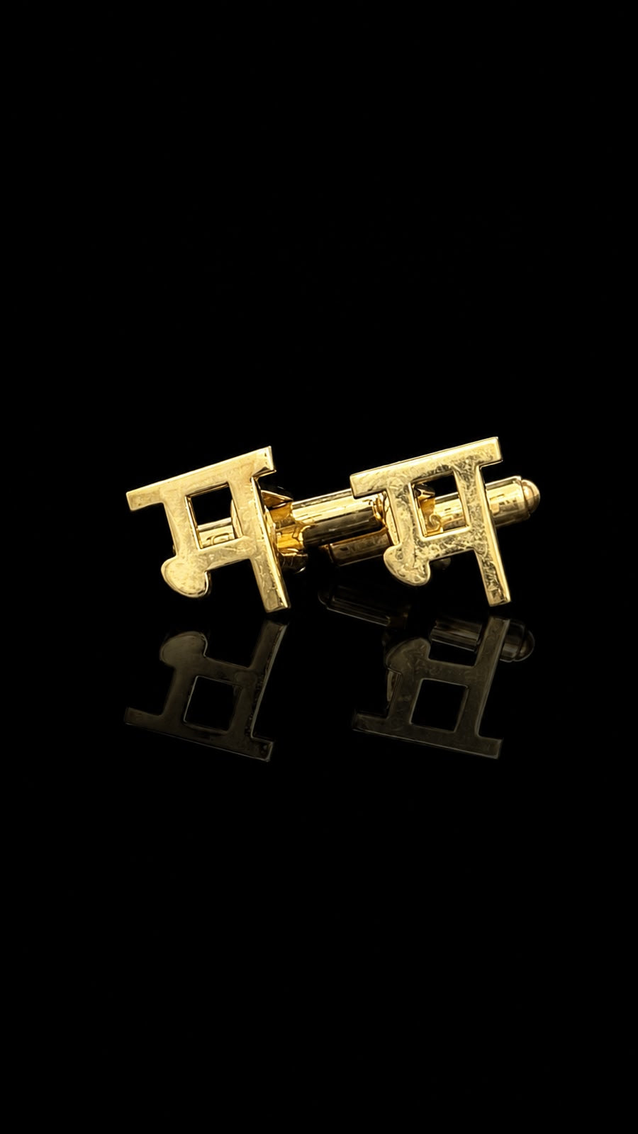 Rajputana Initial "म" Gold Cufflinks