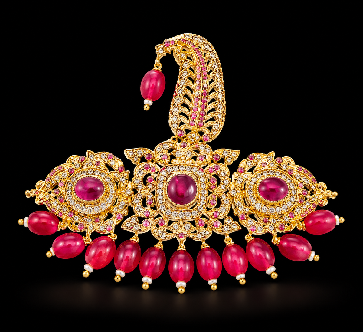 Royal Ruby Paisley Heritage Kalgi Sarpech