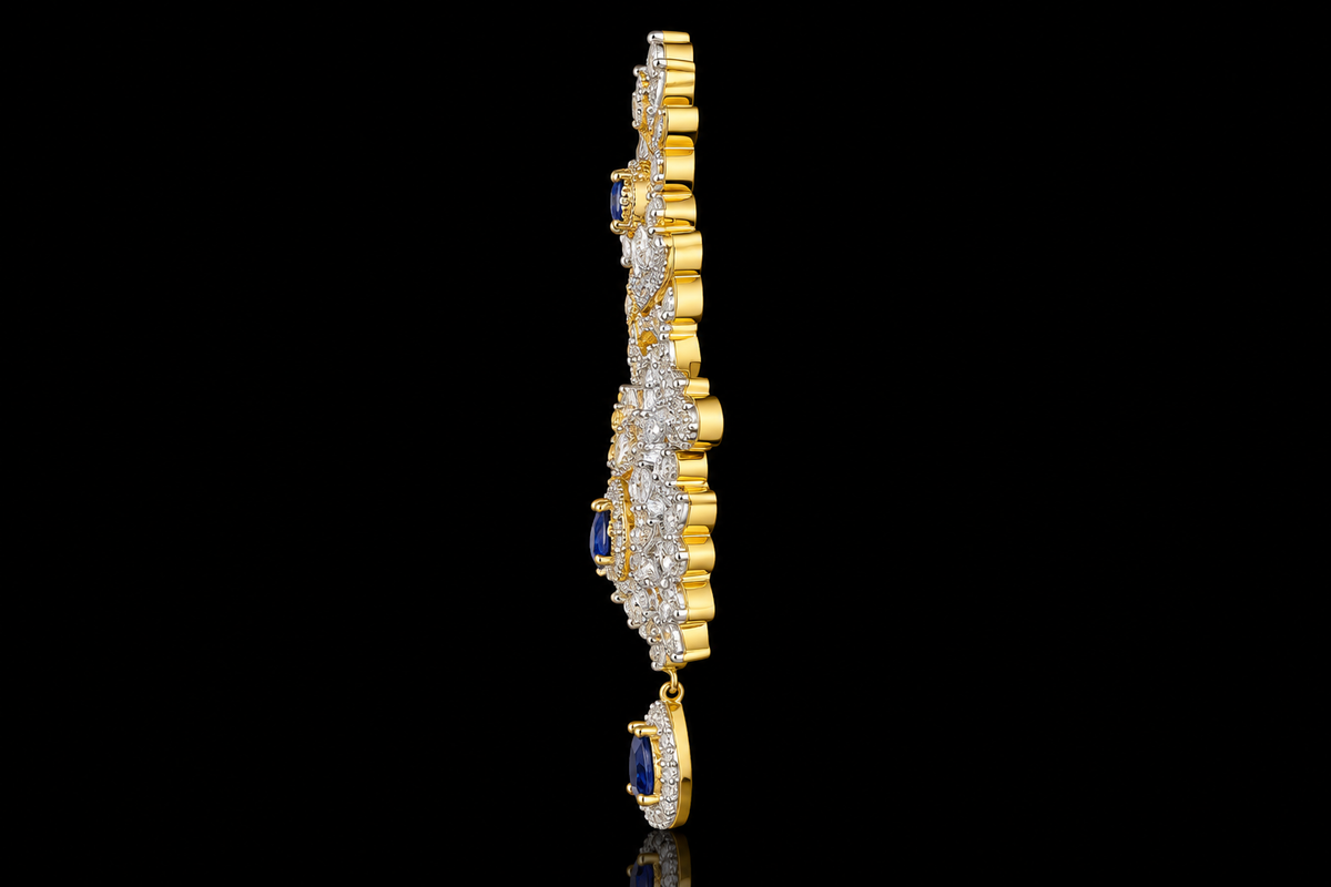 Royal Sapphire & Diamond Peacock Kalingi Sarpech