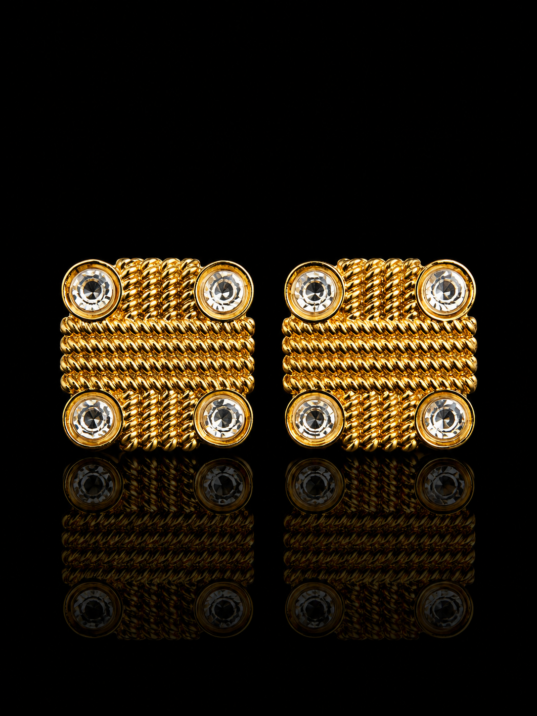 Royal Rope Crystal Square Cufflinks