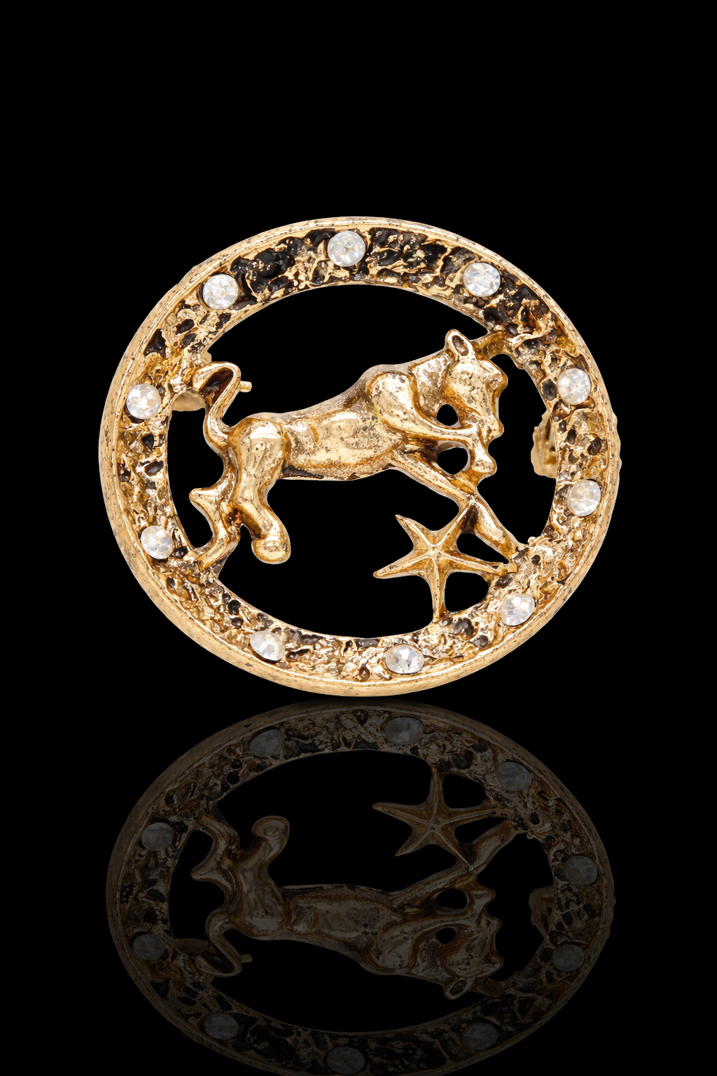 Celestial Stag Circle Brooch