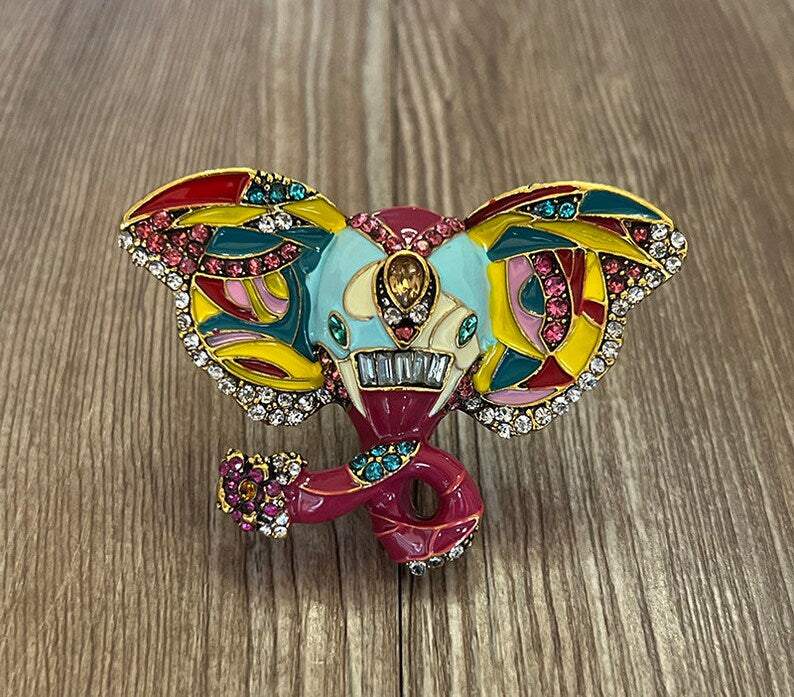 Mosaic Majesty Elephant Brooch