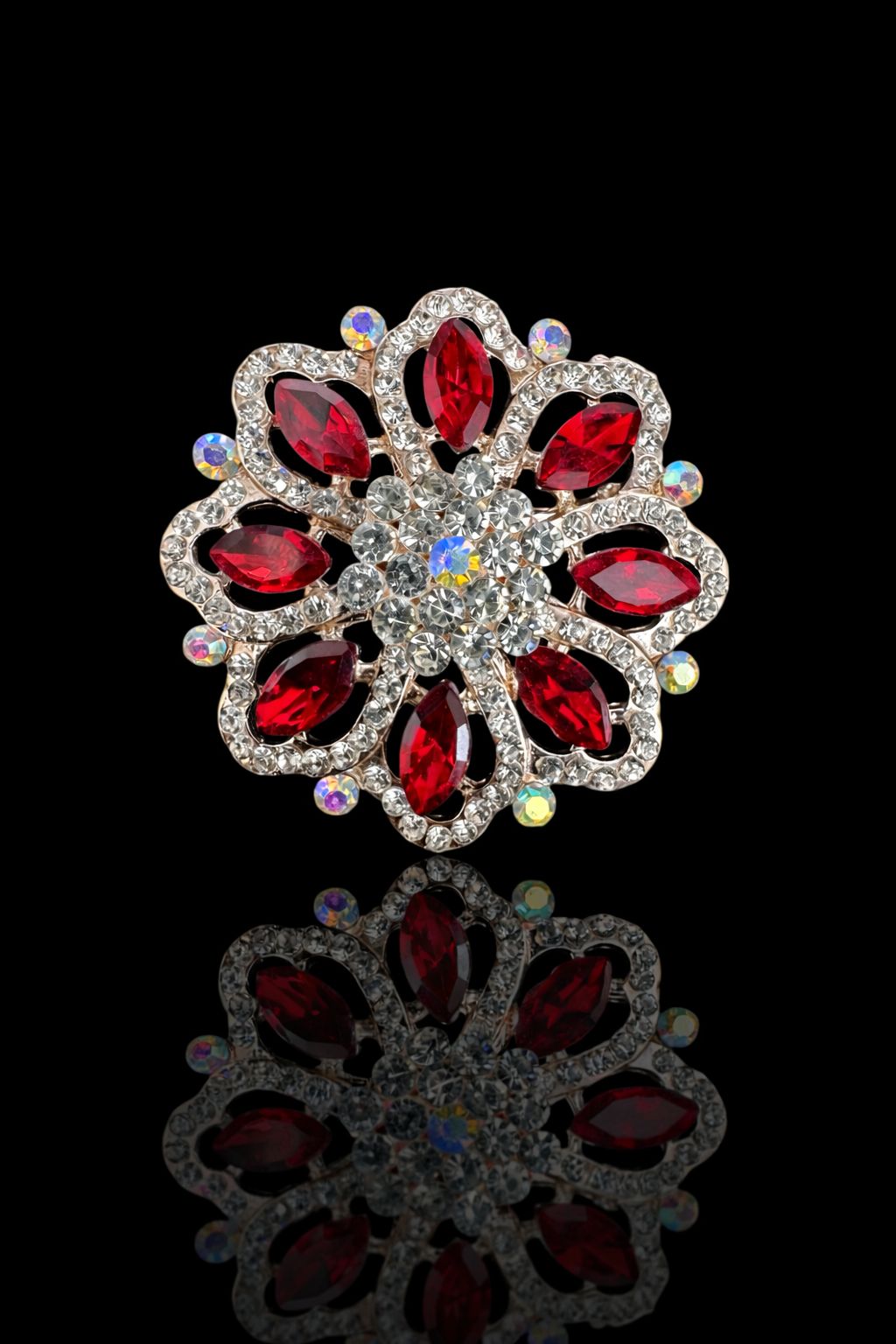 Ruby Radiance Bloom Brooch