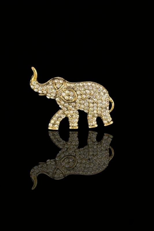 Golden Majesty Elephant Brooch