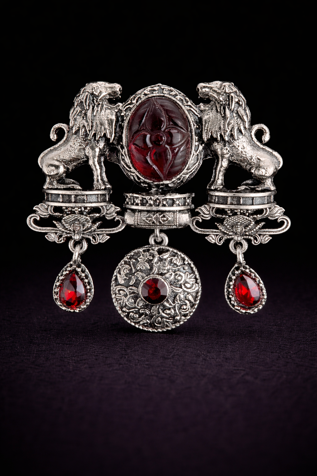 Crimson Herald Lion Brooch