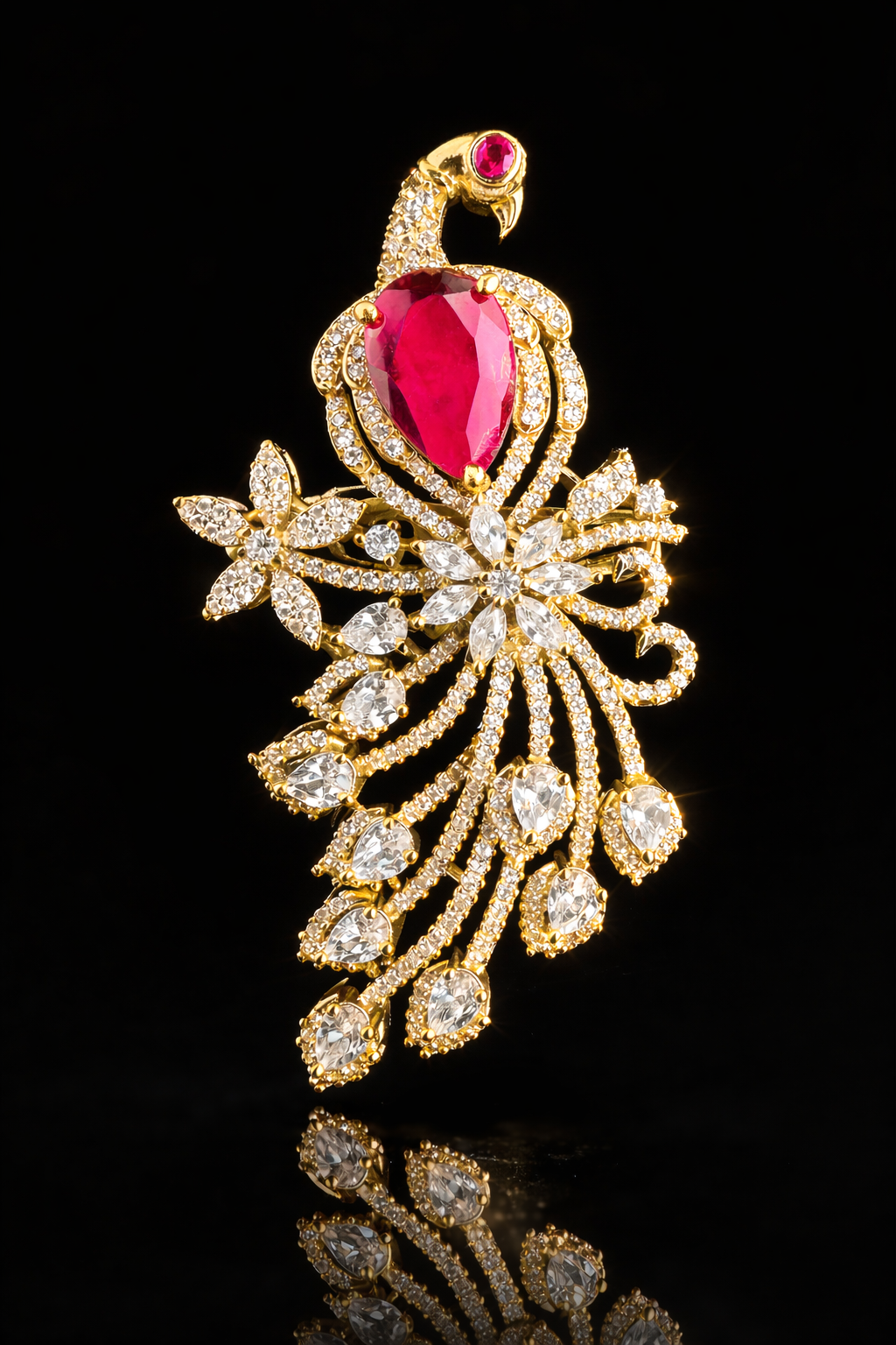 Regal Peacock Cascade Brooch