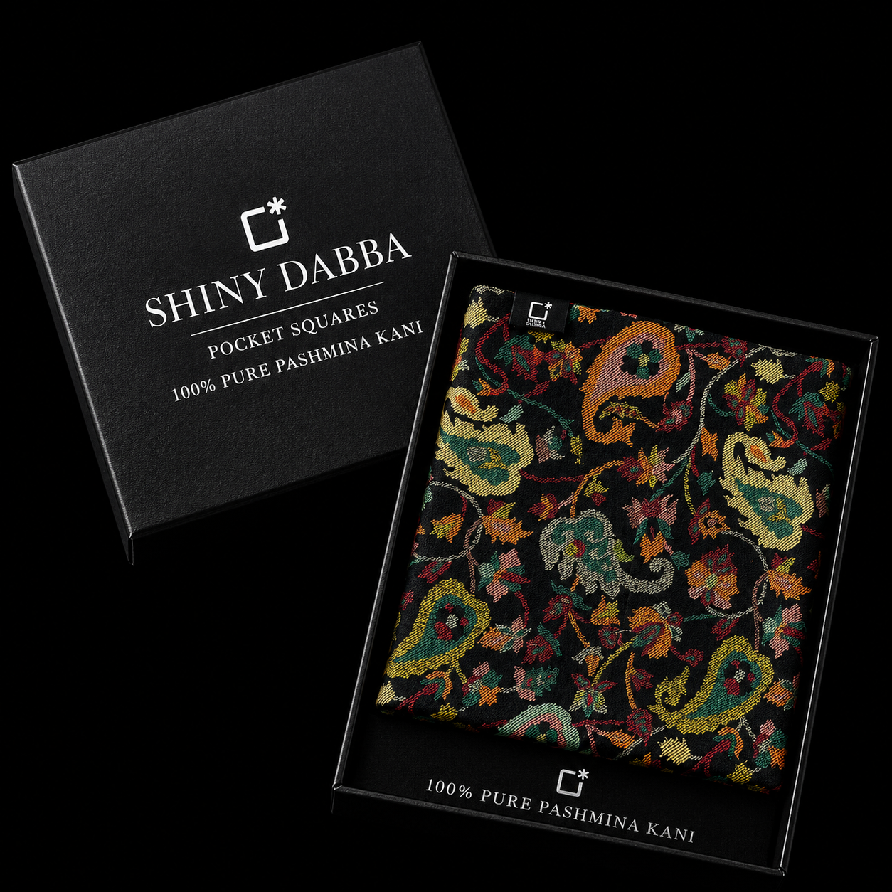 Midnight Paisley Pashmina Kani Pocket Square