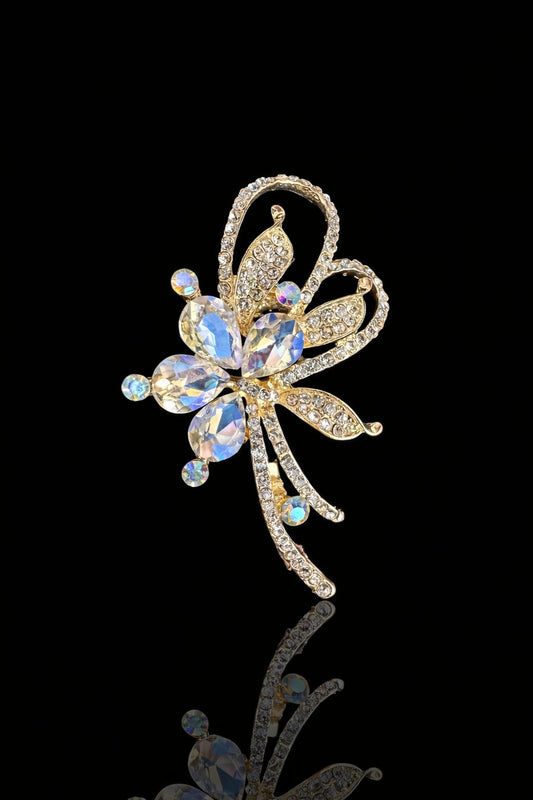 Crystal Bloom Butterfly Brooch