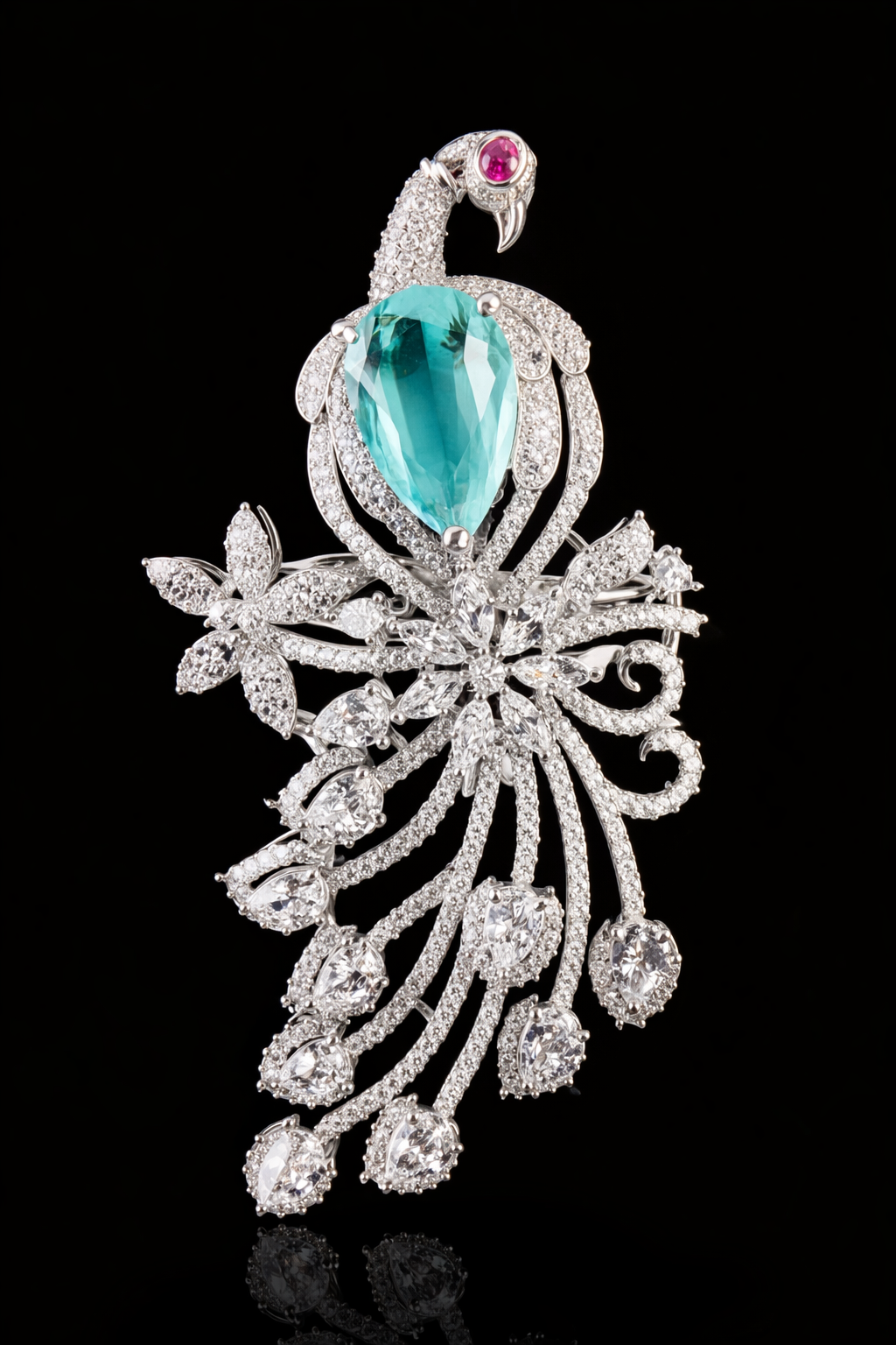 Regal Peacock Cascade Brooch