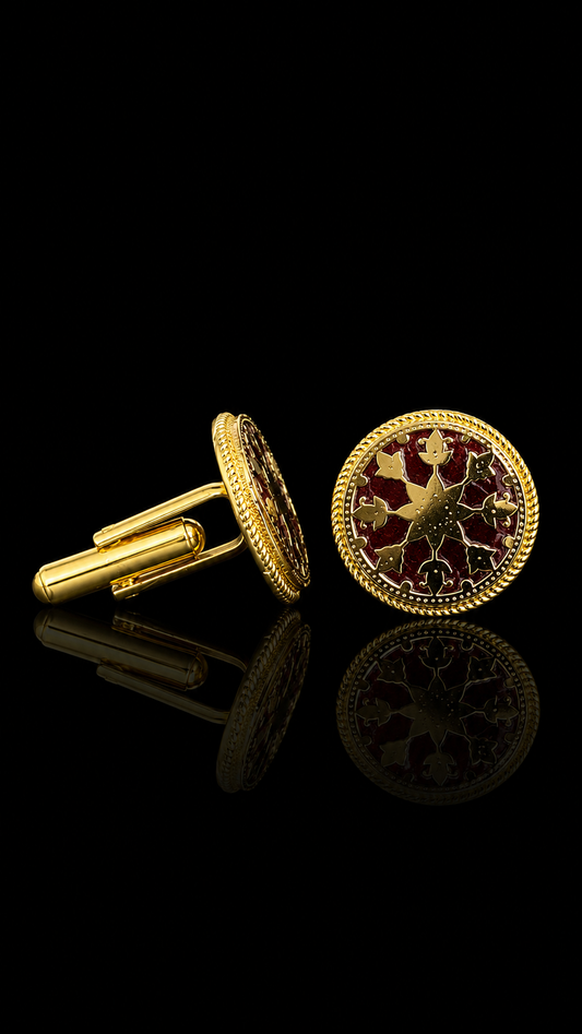 Floral Radiance Thewa Art Cufflinks