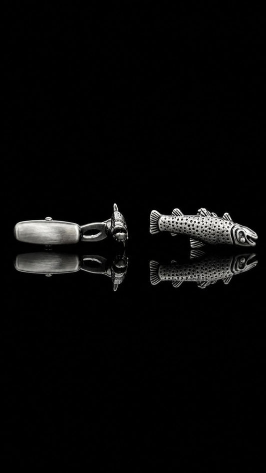 Silver Fish Metal Cufflinks