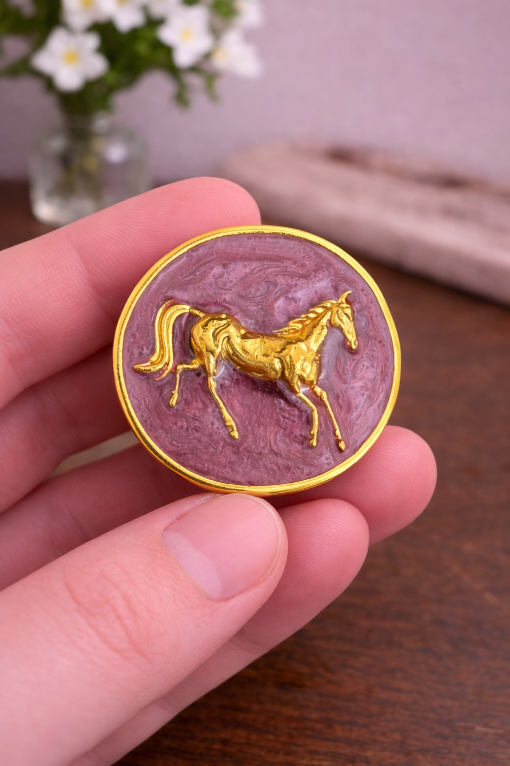 Enamel Stallion Button