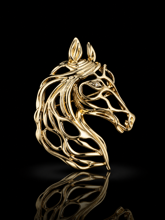 Royal Horse Head Statement Brooch