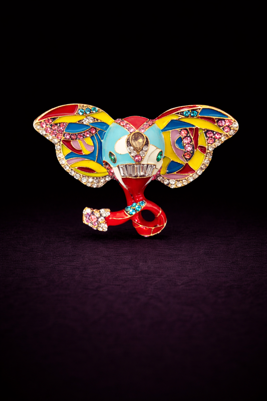 Mosaic Majesty Elephant Brooch