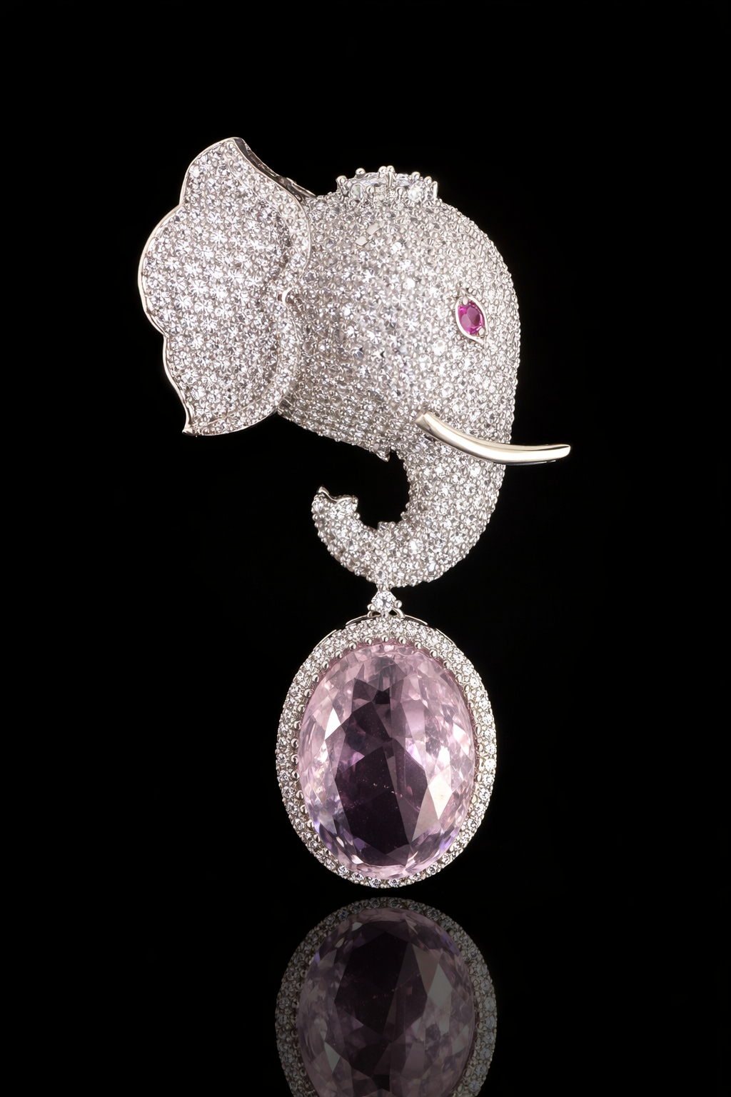 Majestic Elephant Drop Brooch