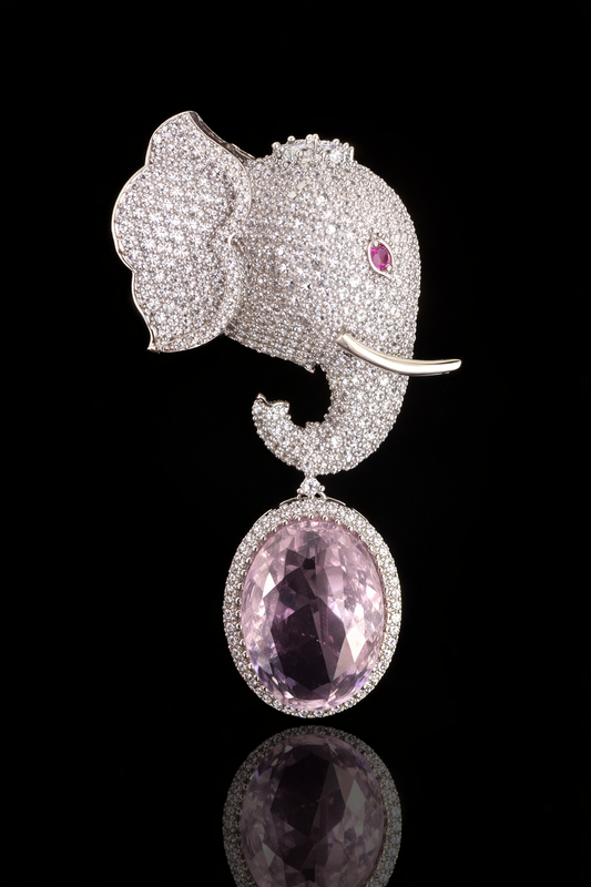 Majestic Elephant Drop Brooch