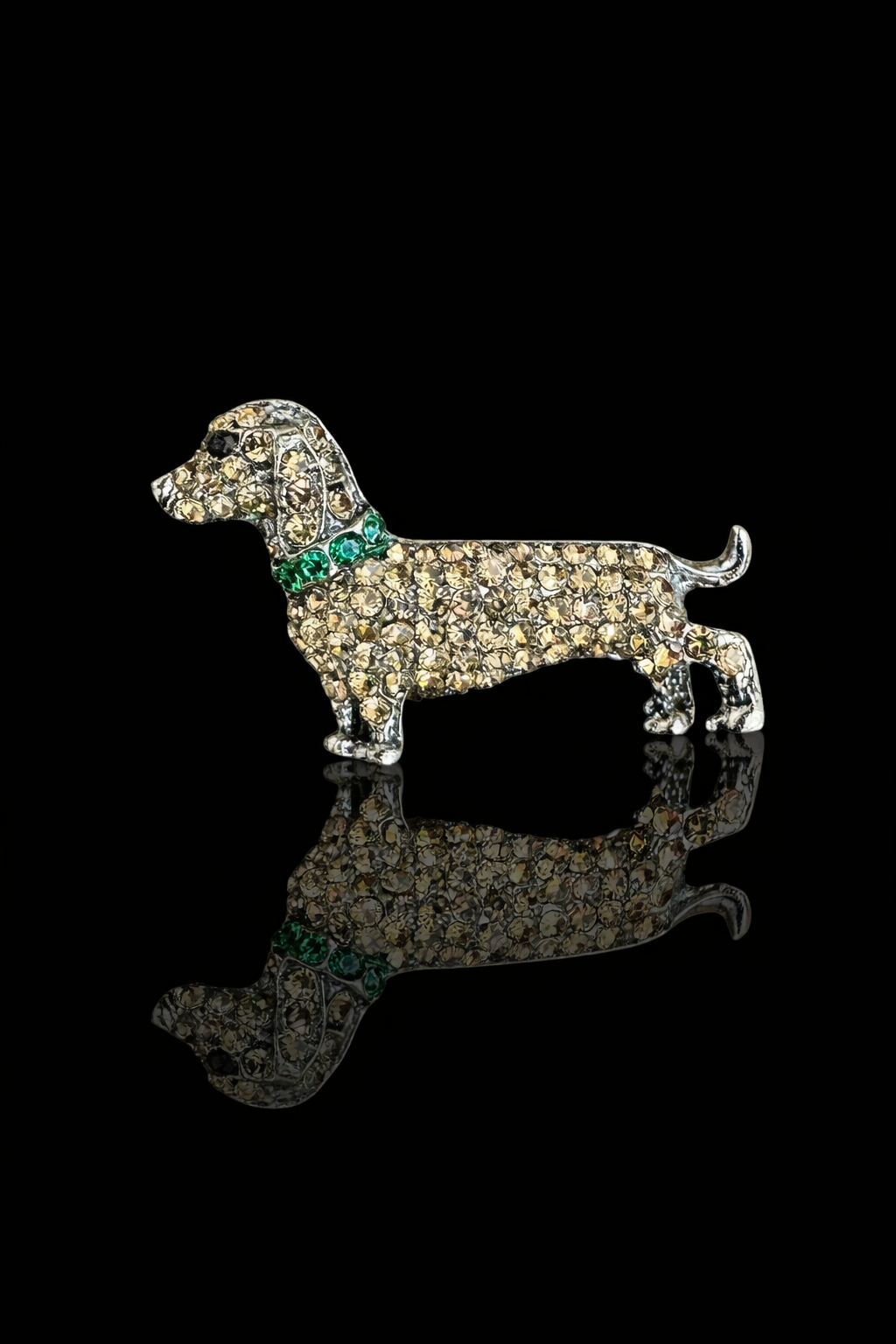 Dapper Dachshund Crystal Brooch