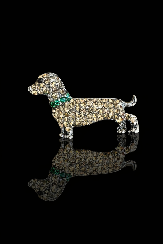 Dapper Dachshund Crystal Brooch
