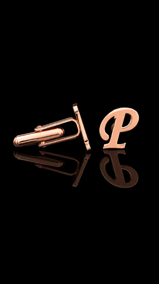 Rajputana Initial "P" Rose Gold Cufflinks