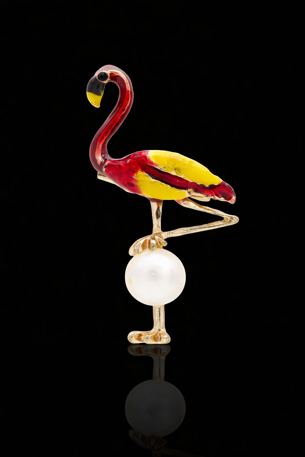Flamingo Pearl Poise Brooch