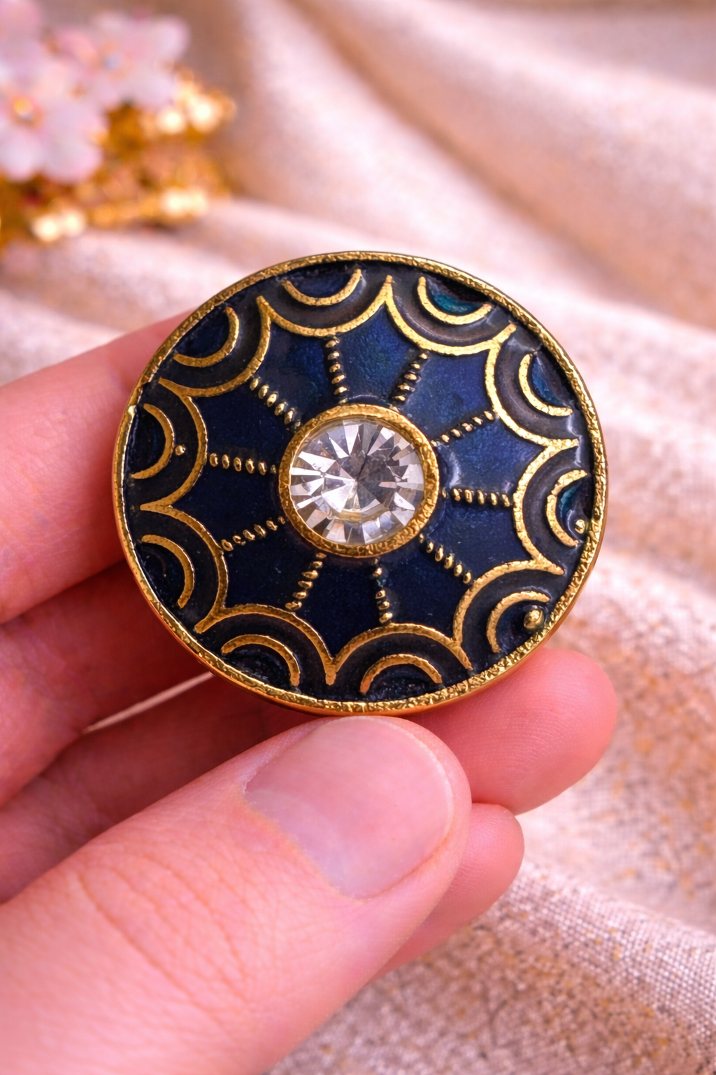 Midnight Aura Crystal Bandhgala Button