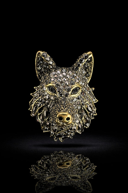 Midnight Alpha Wolf Brooch