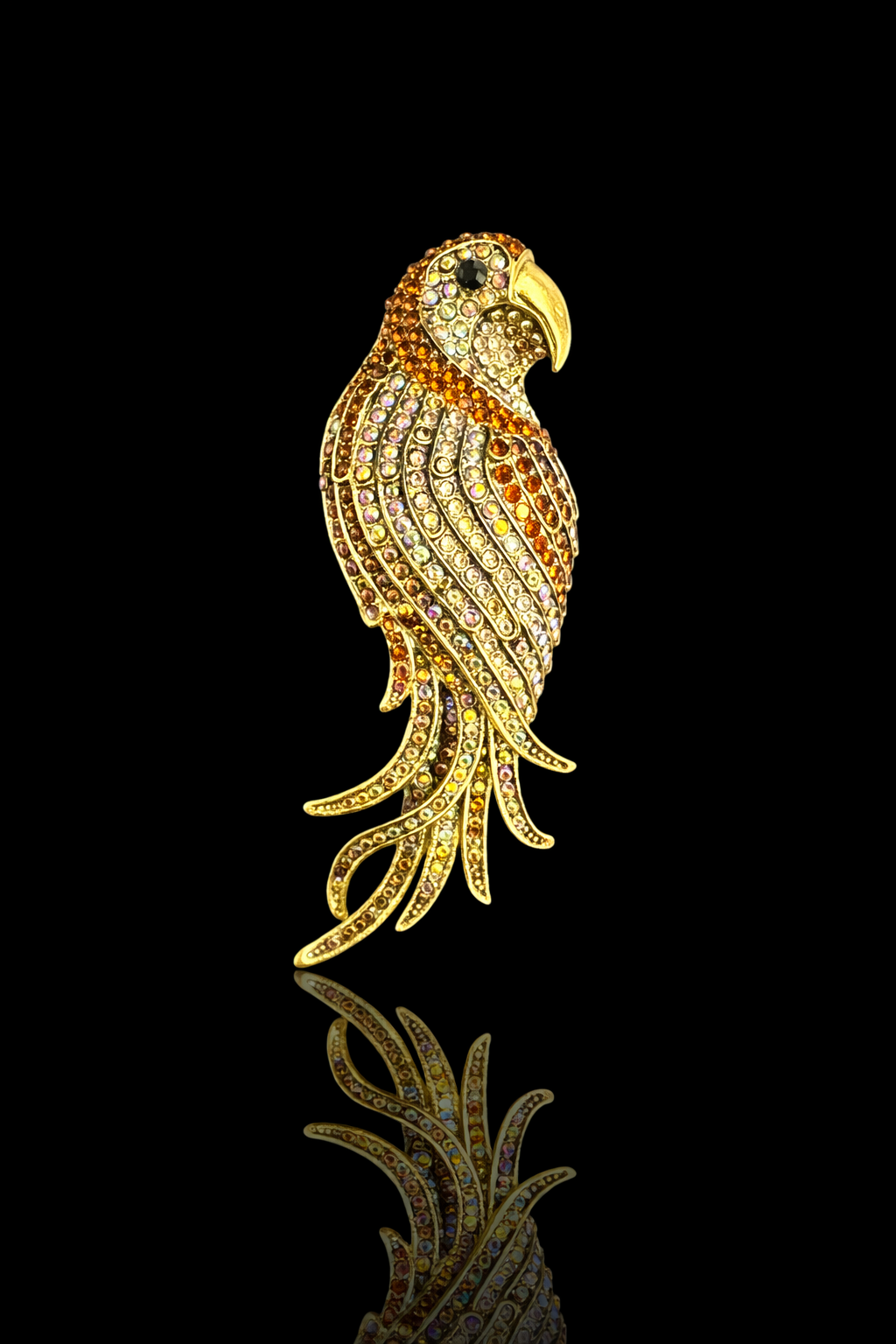 Majestic Parrot Crystal Brooch