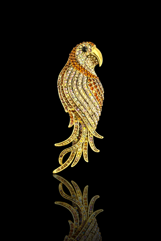 Majestic Parrot Crystal Brooch
