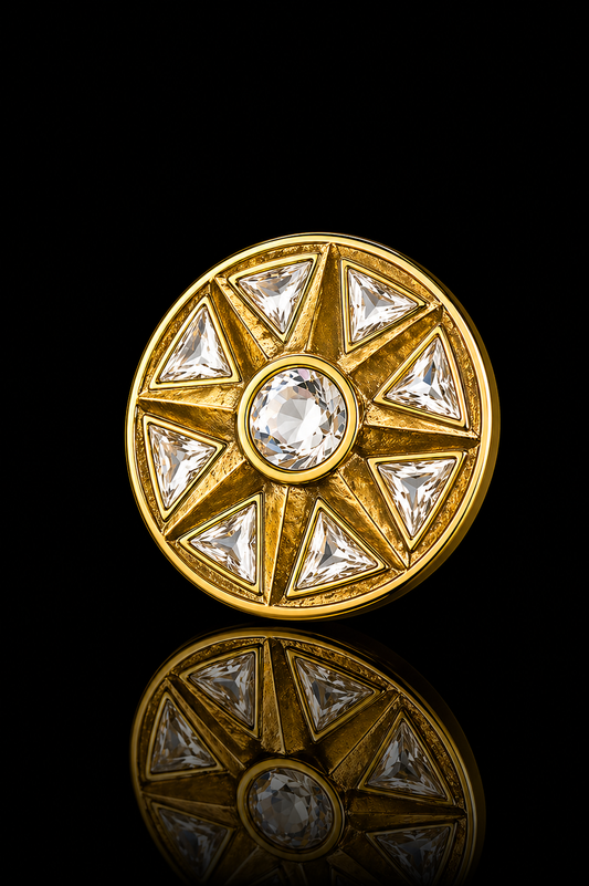Royal Crystal Sunburst Round Brooch Pin