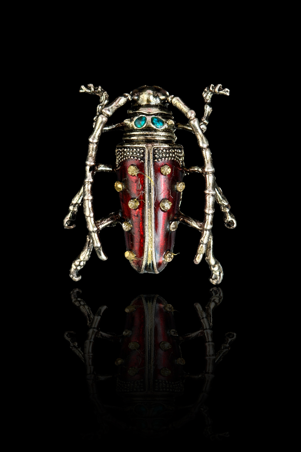 Crimson Scarab Brooch