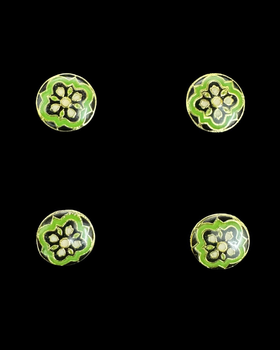 Emerald Noir Floral Kurta Button