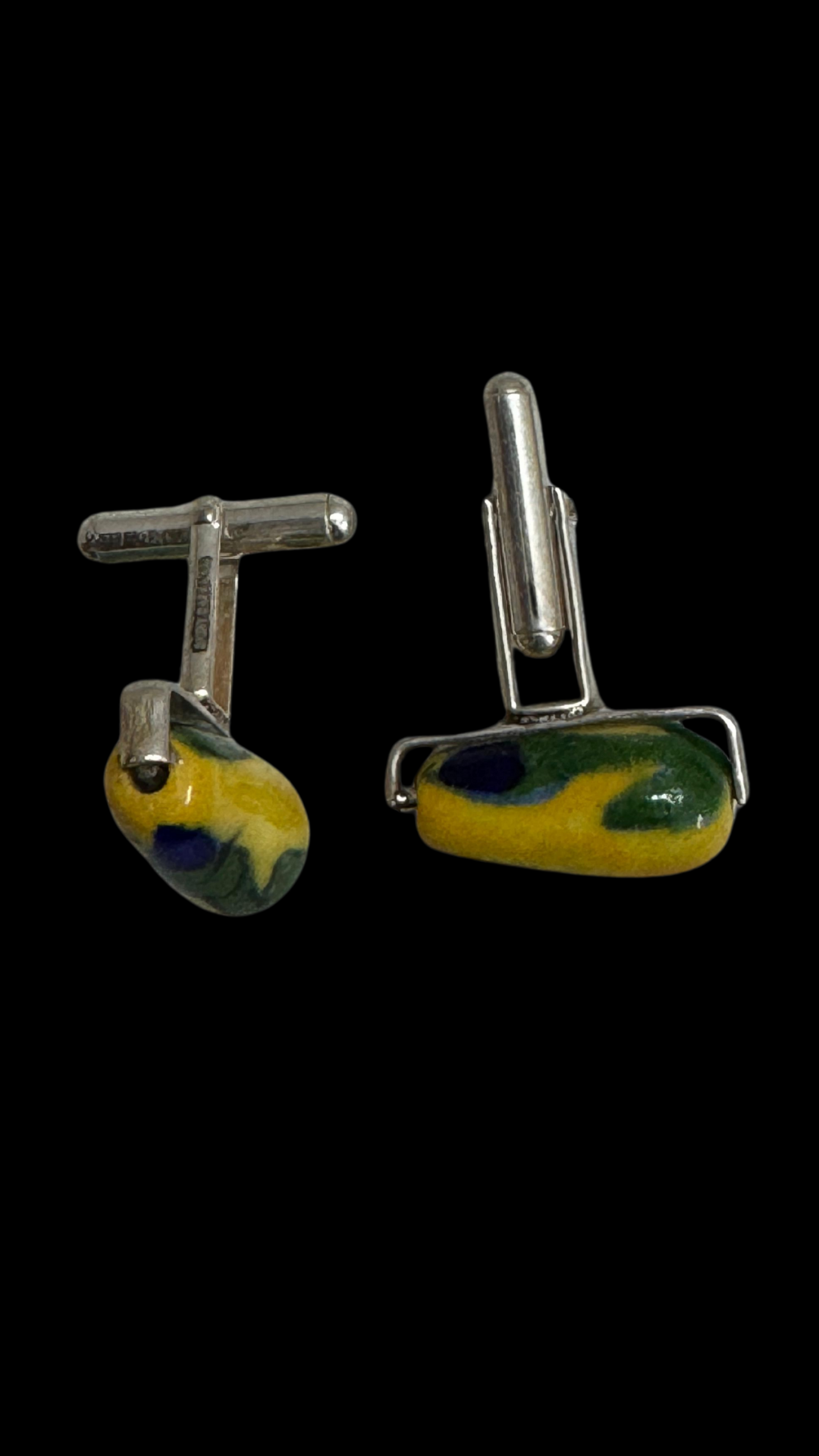 Blue Pottery Teardrop Cufflinks