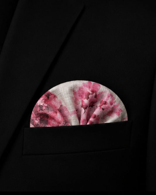 Rose Bloom Linen Pocket Square